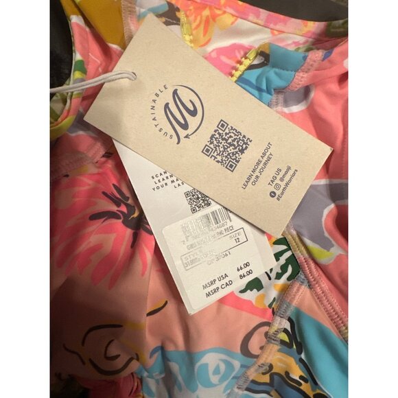 Maaji Sleeveless Girls Bikini Top Sporty Design Crew Neck Moderate Coverage - Picture 4 of 5